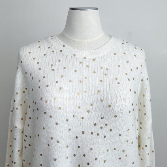 Maurices Gold Metallic Polka Dot Crewneck Knit Sweater NWT - Picture 5 of 10